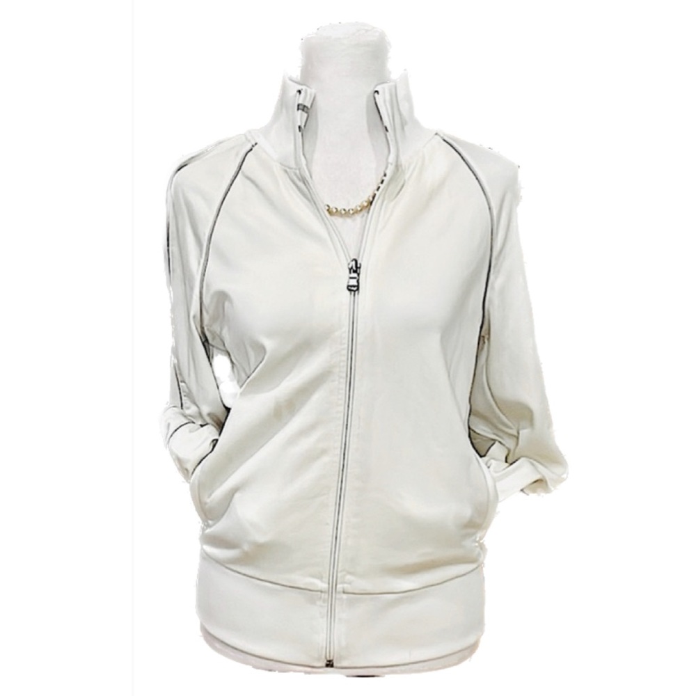 Express White Track Jacket with Silver Trim Detail, Women’s Size Medium. ✨Rare✨